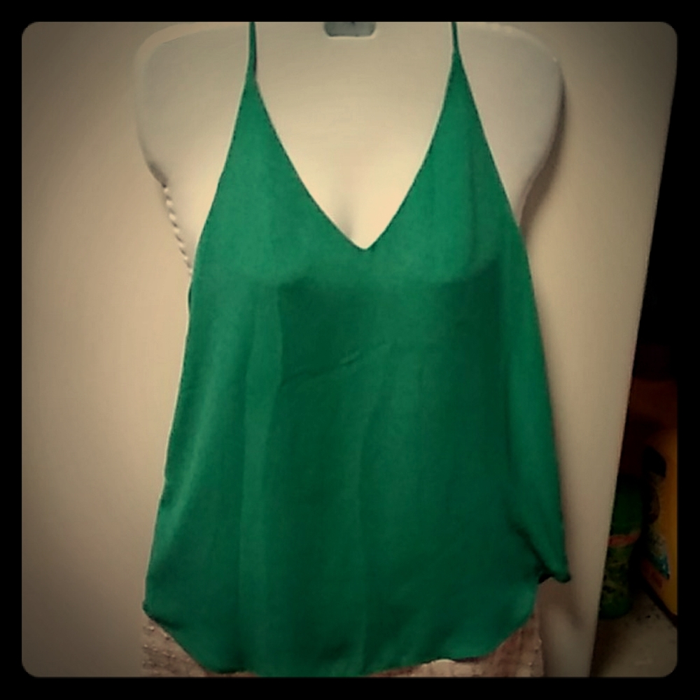 Loft xs top tank green cami shirt racerback